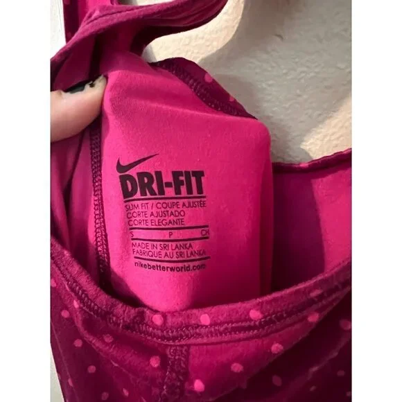 Women's Nike Pink Polka Dot DriFit Racerback Tank Size S [EXCELLENT] - Picture 4 of 5